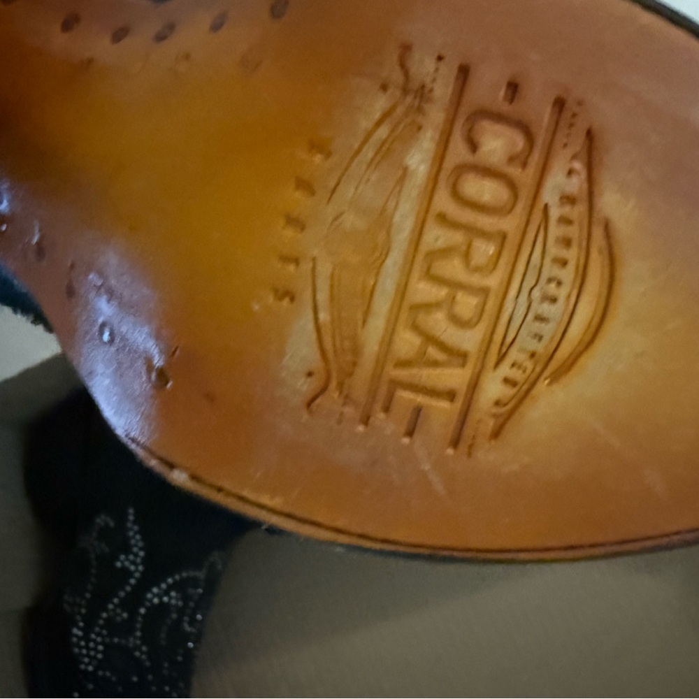 Corral Black Leather Sparkly Cowgirl Boots - Picture 3 of 7